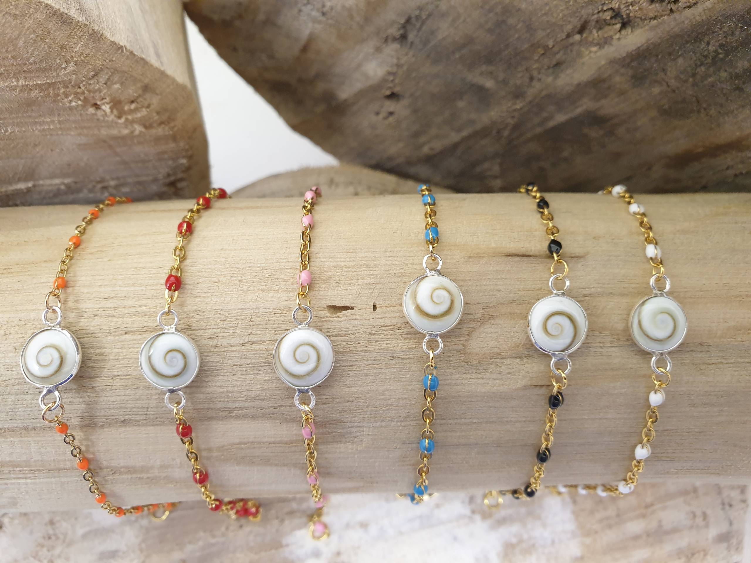 Bracelet acier inoxydable, perles émaillées - JM SEV Créateurs