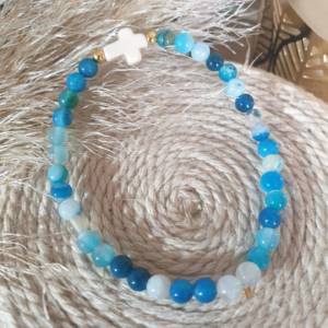 Bracelet perles naturelles agate paon