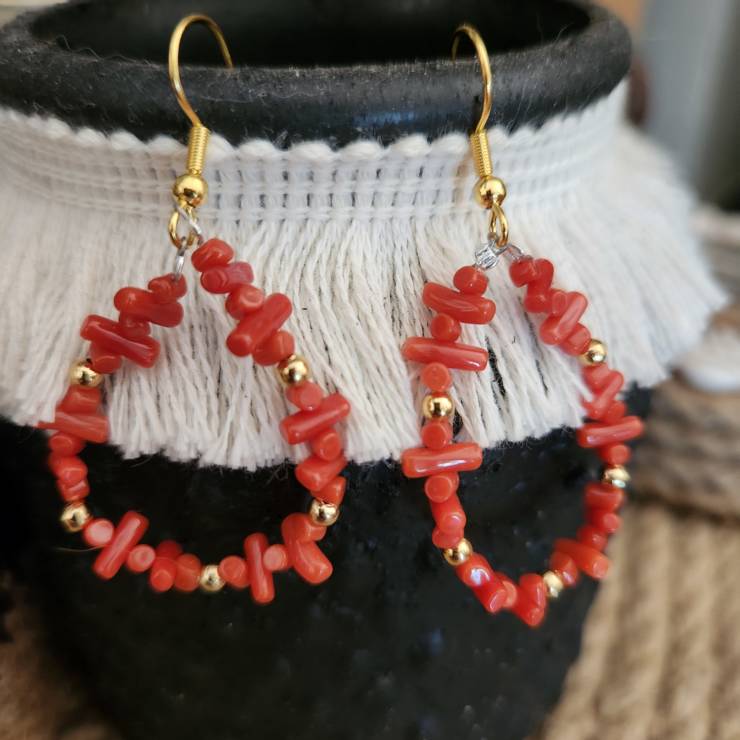 Boucles d'oreilles corail rouge