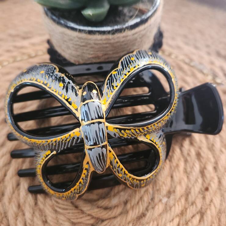 Pince à cheveux peinte à la main, un bel accessoire pour votre coiffure. Bon maintien pour tous cheveux