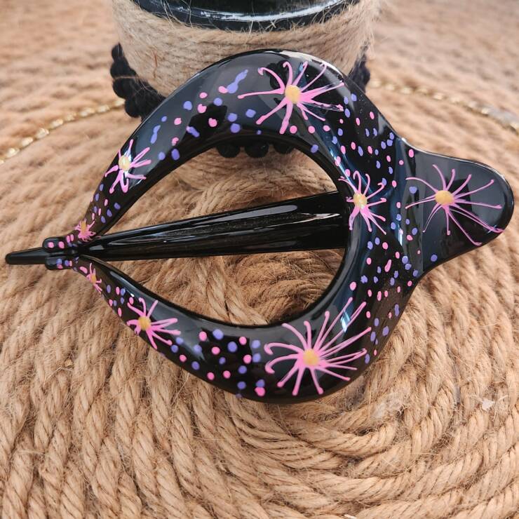 Pince à cheveux peinte à la main, un bel accessoire pour votre coiffure. Bon maintien pour cheveux épais et long 