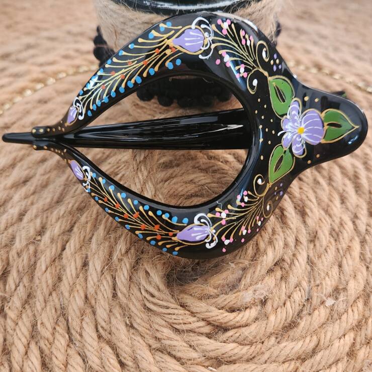 Pince à cheveux peinte à la main, un bel accessoire pour votre coiffure. Bon maintien pour cheveux épais et long 