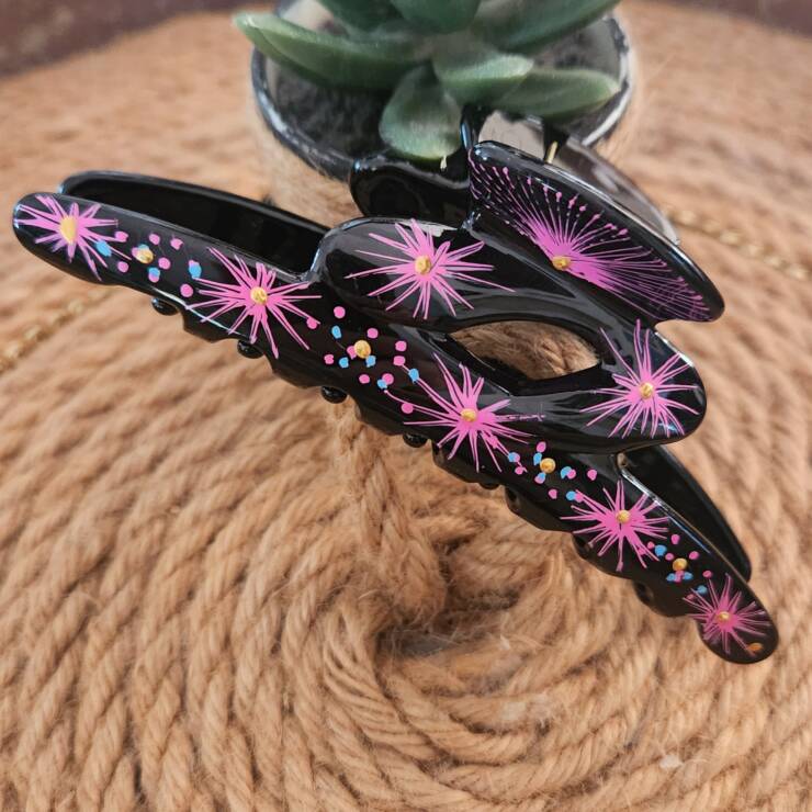 Pince à cheveux peinte à la main, un bel accessoire pour votre coiffure. Bon maintien pour cheveux mi-long, long et cheveux épais