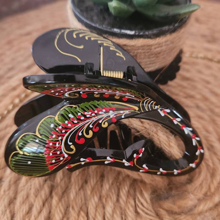 Pince à cheveux peinte à la main, un bel accessoire pour votre coiffure. Bon maintien pour cheveux mi-long, long et cheveux épais