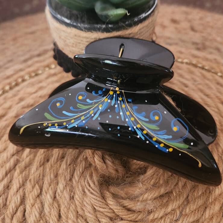 Pince à cheveux peinte à la main, un bel accessoire pour votre coiffure. Bon maintien pour cheveux mi-long, long et cheveux épais