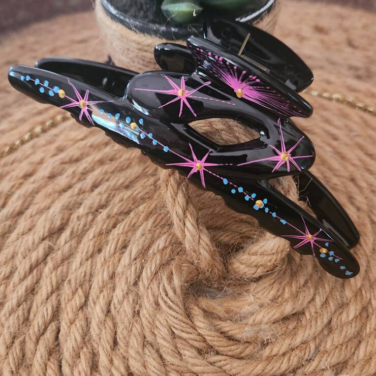 Pince à cheveux peinte à la main, un bel accessoire pour votre coiffure. Bon maintien pour cheveux mi-long, long et cheveux épais